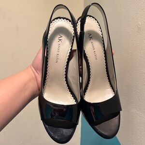 Anne Klein Glossy Black Slingback Heels